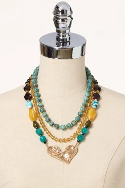 Cato Heart Pendant Chunky Bead Necklace> Necklaces