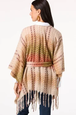 Cato Houndstooth Plaid Tie Waist Poncho> Cold Weather