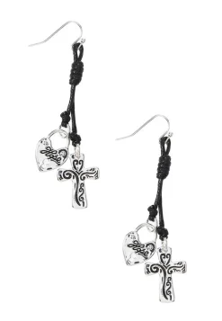 Cato Inspirational Cord Cross Earrings> Inspirational|Earrings