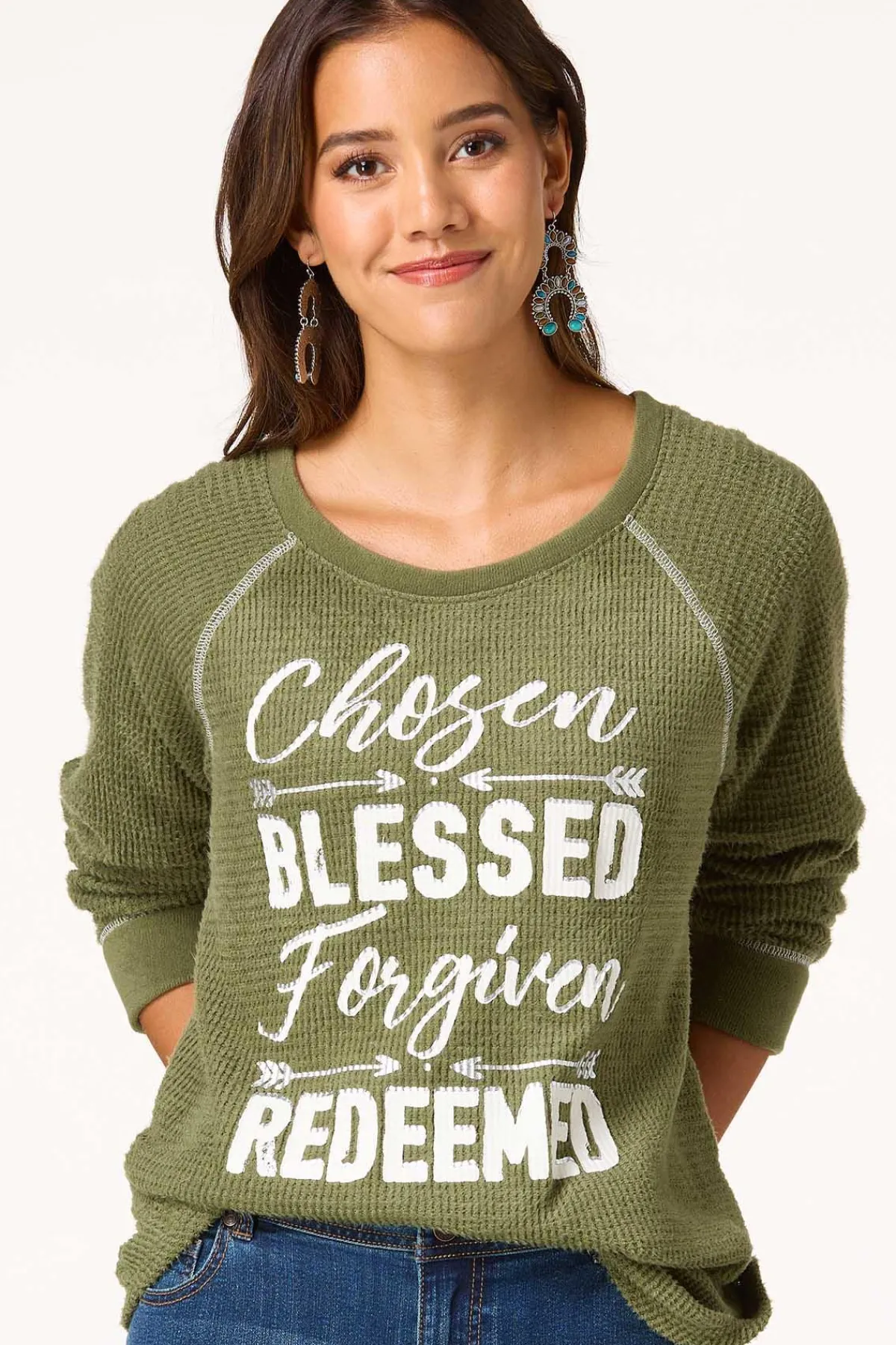 Cato Inspirational Waffle Top> Tops