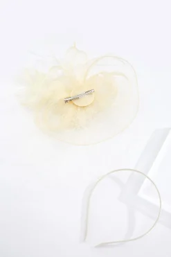 Cato Ivory Feather Pearl Veil Fascinator><noscript><img width=