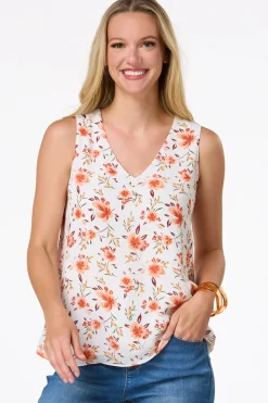 Cato Ivory Floral Layered Tank> Tops