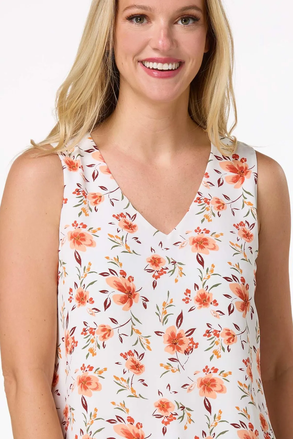 Cato Ivory Floral Layered Tank> Tops