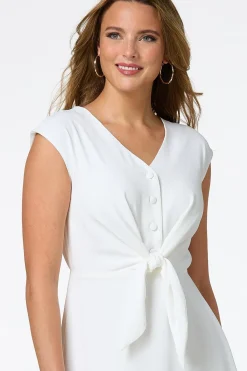 Cato Ivory Knotted Waist Dress><noscript><img width=