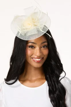 Cato Ivory Rosette Feather Fascinator> Hats & Hair