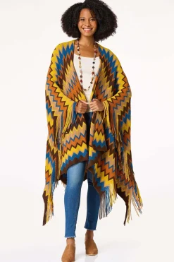 Cato Knit Chevron Fringe Poncho> Cold Weather