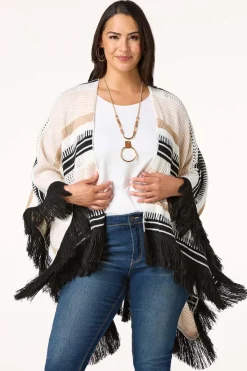 Cato Knit Stripe Metallic Fringe Wrap> Cold Weather