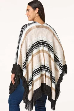 Cato Knit Stripe Metallic Fringe Wrap> Cold Weather