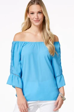 Cato Lacy Bell Sleeve Top><noscript><img width=
