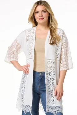 Cato Lacy Crochet Cardigan> Tops