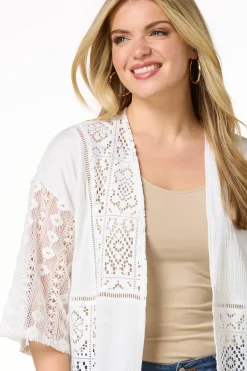 Cato Lacy Crochet Cardigan><noscript><img width=