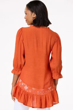 Cato Lacy Ruffled Crepe Tunic><noscript><img width=