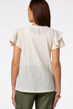 Cato Lacy Ruffled Sleeve Top> Tops
