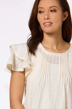 Cato Lacy Ruffled Sleeve Top><noscript><img width=