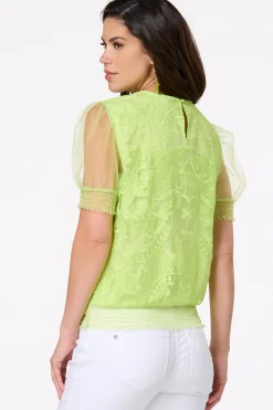 Cato Lacy Tulle Sleeve Top> Tops
