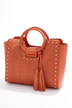 Cato Laser Cut Studded Satchel> Handbags