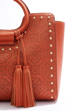 Cato Laser Cut Studded Satchel> Handbags