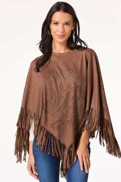Cato Laser Cut Suede Poncho> Cold Weather