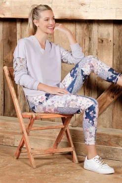 Cato Lavender Floral Patchwork Leggings><noscript><img width=
