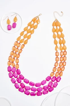 Cato Layer Beaded Lucite Necklace Set> Sets|Necklaces