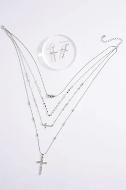 Cato Layered Cross Pendant Necklace Set> Inspirational|Sets
