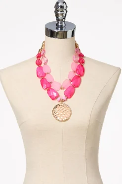 Cato Layered Lucite Pendant Necklace> Necklaces