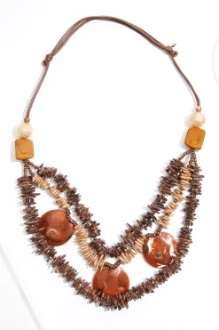 Cato Layered Wood Chip Necklace> Necklaces