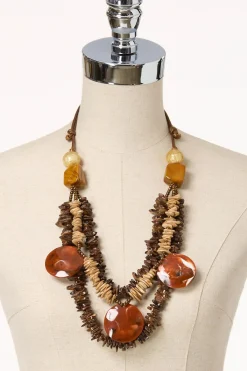 Cato Layered Wood Chip Necklace> Necklaces