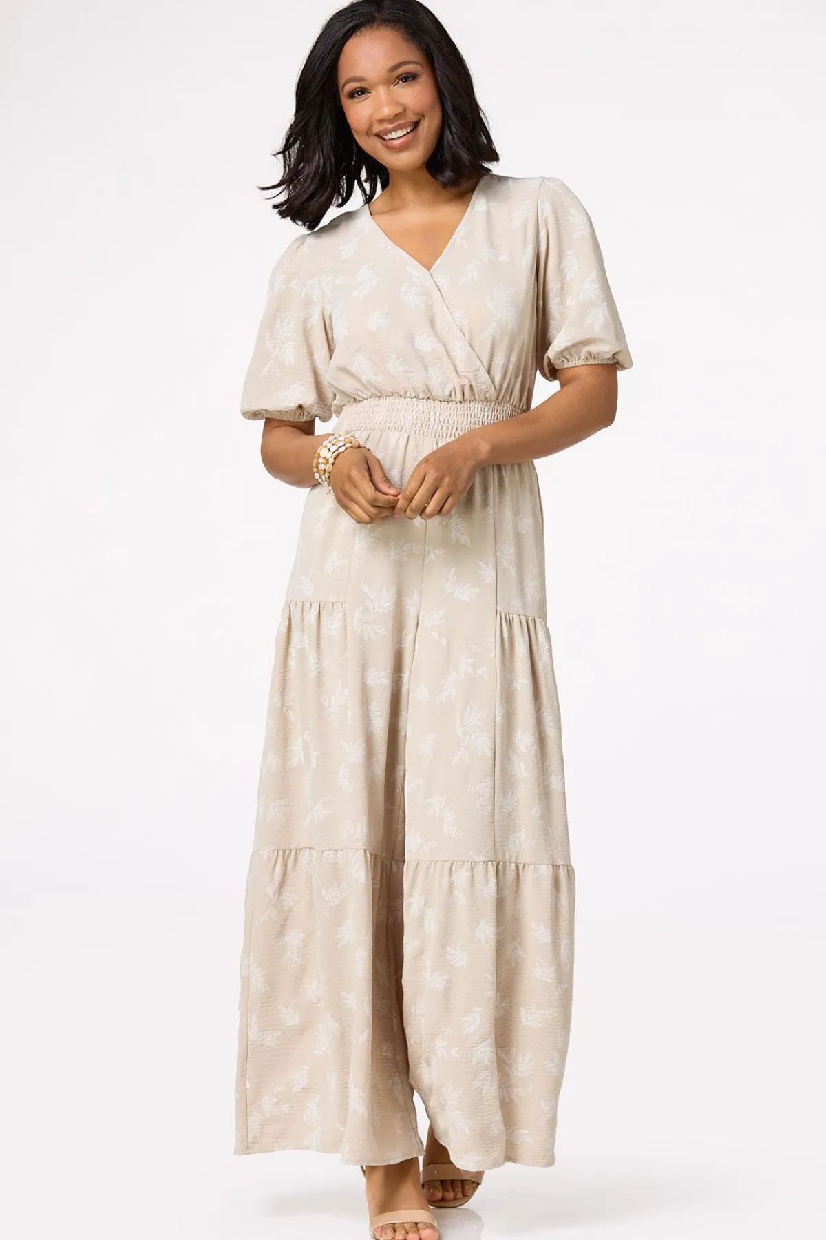 Cato Leafy Puff Sleeve Jumpsuit> Dresses