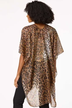 Cato Leopard Foil Print Kimono> Cover Ups|Tops