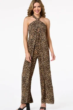 Cato Leopard Halter Jumpsuit> Dresses