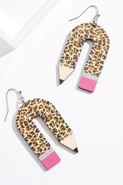 Cato Leopard Pencil Arch Earrings> Earrings