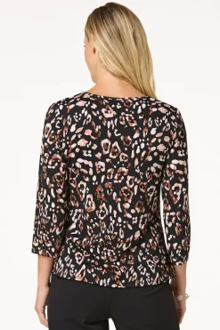 Cato Leopard Zip Front Top> Tops
