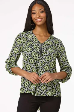 Cato Lime Floral Equipment Top> Tops