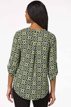 Cato Lime Floral Equipment Top> Tops