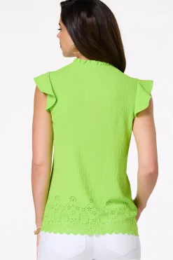 Cato Lime Laser Cut Tank> Tops