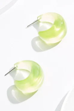 Cato Lucite Green Chunky Huggie Hoops> Earrings