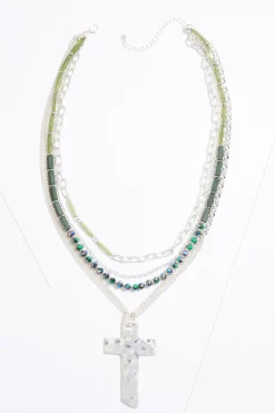 Cato Lucite Layer Cross Pendant Necklace> Inspirational|Necklaces