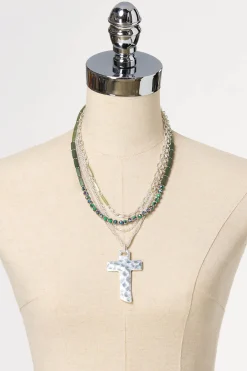 Cato Lucite Layer Cross Pendant Necklace> Inspirational|Necklaces
