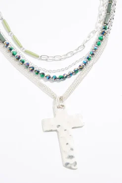 Cato Lucite Layer Cross Pendant Necklace><noscript><img width=