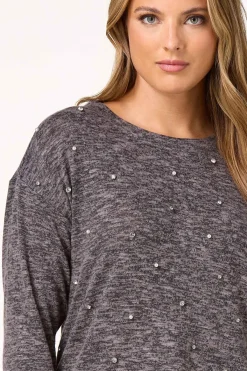 Cato Marled Rhinestone Pearl Top><noscript><img width=