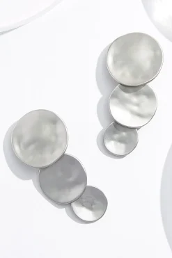 Cato Matte Silver Circle Clip- On Earrings> Earrings