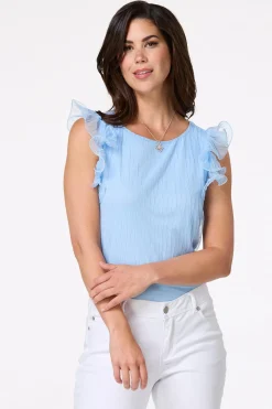 Cato Mesh Flutter Sleeve Top><noscript><img width=