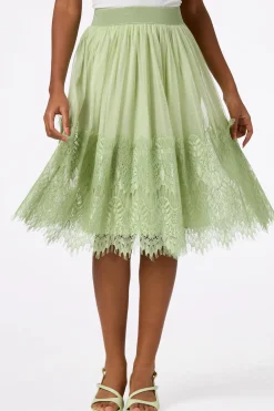 Cato Mesh Lace Midi Skirt><noscript><img width=
