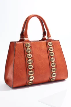 Cato Metallic Disc Whipstitch Satchel> Handbags