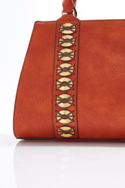 Cato Metallic Disc Whipstitch Satchel> Handbags