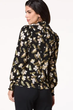 Cato Metallic Floral Pearl Button Shirt> Tops