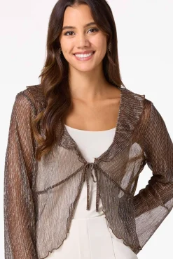 Cato Metallic Ribbed Kimono><noscript><img width=