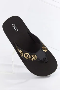 Cato Metallic Scroll Flip Flops> Sandals