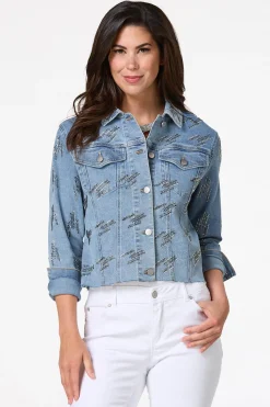 Cato Metallic Stud Denim Jacket><noscript><img width=